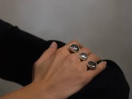 Multi Pearl Ring Sterling Silver Jewelry Purple Double Finger Ring Avant  Garde Unique Design