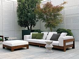 Upholstered Wooden Garden Sofa Alison Iroko Outdoor Alison Series By Minotti Design R D Outdoor Furniture Outdoor Furniture Sets