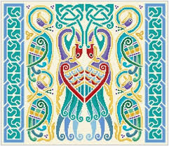 Celtic knot square free crochet pattern + video. Celtic Knot Frame In Purple And Aqua Blue Counted Cross Stitch Pattern Sointechile Cl