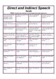 Direct And Indirect Speech_cards Esl Worksheet By Naumenkolena