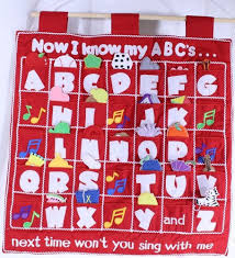 Abcs Learning Chart Cloth Wall Hanging Alphabet Pockets