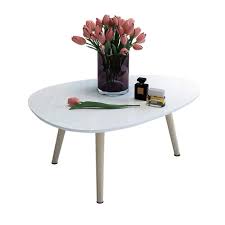 Home Warehouse Nordic Coffee Table Creative Oval Wooden Sofa Table Decoration Side Table Corner Table Leisure Coffee Table Sofa Table Decor White Small Table