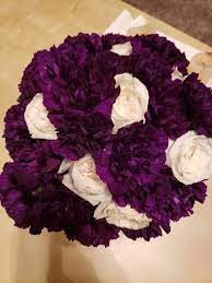 Royal Purple Carnation Bouquet With White Roses Purple Carnation Bouquet Carnation Bouquet Purple Carnations