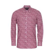 Chemise à motif cachemire et à manches longues imprimé en viscose. Chemise Ajustee Jean Chatel Bristol En Coton A Motifs Fleuris Bordeaux Beige Et Bleu Marine Rue Des Hommes