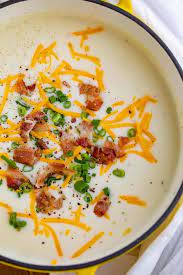 Add diced potato, white portions of green onions, and garlic to hot pot. Baked Potato Soup Dinner Then Dessert