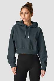 Everyday Cropped Hoodie Wmn Dark Green | ICIW
