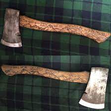 Woodburned Hatchet Handle Merge Handmade On Etsy Throwing Axe Axe Handle Wood Burning Crafts