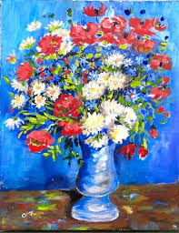 Van Gogh Corn Flowers And Poppies This Is A Great Tutorial One Of Many Of Vincent Van Gogh S Painting Lesson On Our Flower Painting Painting Painting Lessons