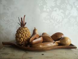 Wooden Fruit Carved Wood Fruit Display Pineapple Mango Banana Pears Tallado En Madera Madera