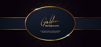 Zolotoj Sverkayushij Ovalnoj Formy S Effektom Zolotogo Bleska Na Sinem Fone S Lentoj Ukrasheniya Vek Badge Template Gold And Black Background Dark Blue Background