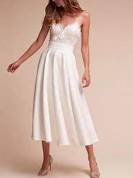 Bitte teilen sie uns mit, wenn sie weitere optionen sehen möchten. Kurz Schlicht Brautkleid Spitze Chiffon V Ausschnitt Armellos Standesamtkleid Milanoo Com