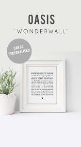 Oasis Wonderwall Song Lyrics Print Typographic Wall Art Quote Song Lyric Print Valentines Gift Music Gift Personalised Gift Idea Song Lyric Print Lyric Prints Song Lyrics Art