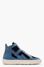 Mm6 Maison Martin Margiela Blue Suede Velvet High Top Sneakers Sneakers Margiela Sneakers Blue Suede