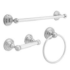 Delta Greenwich 3 Piece Bath Hardware Set With Towel Ring Toilet Paper Holder And 24 In Towel Bar In Chrome 138284 Bath Accessories Mobile Home Makeovers Chrome