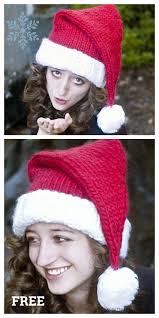 This free beanie knitting pattern is made up entirely of knits and purls, making it perfect for beginners and a quick knit for old hands. Knit Christmas Santa Hat Free Knitting Patterns Knitting Pattern