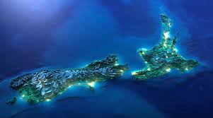 Exaggerated Relief Map Of New Zealand Under A Moonlit Night Map Of New Zealand Relief Map Australia Map