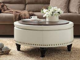 The oh so practical brooklyn + max lincoln faux leather coffee table storage ottoman will be used as a coffee table, ottoman, and extra seat. White Leather Ottoman Coffee Table Tray