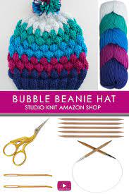 Bubble Stitch Beanie Hat Knitting Pattern By Studio Knit Knitting Knitting Patterns Free Hats Knitting Patterns