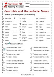 worksheets pdf countable and uncountable nouns download facebook