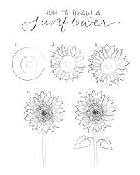 How To Draw A Sunflower Step By Step Diy Tutorial Simple Drawing Ideas White Background In 2020 Easy Flower Drawings Flower Drawing Tutorials Sunflower Drawing