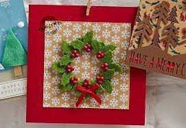 Fall/winter is a great time for making greeting cards with kids as there are several festivals and occasions where greeting cards are a perfect gift. How To Make A Felt Holly Christmas Card Hobbycraft Blog Christmas Cards Christmas Crafts Christmas Card Inspiration