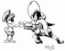 Racketeer rabbit is a 1946 looney tunes short directed by friz freleng. Martian Yosemite Sam Follow Marvin At Http Marvin Martian Weebly Com Guns Duel Marvin The Martian Yosemite Sam Comic Art