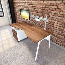 Modern life white l desk charger drawer with gold metal legs contemporary from every angle, the spacious 54 x 54 modern life l desk in matte finish adds sophistication to any space. Stylish Contemporary A Frame Double Wave Desk Modern Desk Curved Rectangular Desk