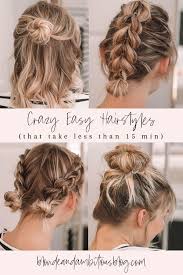 Braid hairstyles for medium hair. 4 Go To Hairstyles That Take Less Than 15 Minutes Blonde Ambitious Blog Easy Braid Styles Medium Hair Styles Hair Styles