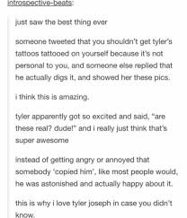 Dec 23, 2016 · however, there is one tattoo with a clear meaning. 15 Best Tyler Joseph Tattoos Ideas Tyler Joseph Tyler Joseph Tattoos Twenty One Pilots