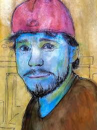 Portrait of Lucero band member in Moleskine sketchbook