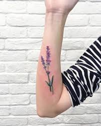 Watercolor Style Lavender Tattoo On The Right Inner Lavender Tattoo Tattoos Botanical Tattoo