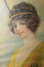 1914 Alfred Everitt Orr Flapper Girl Lithograph Art Framed