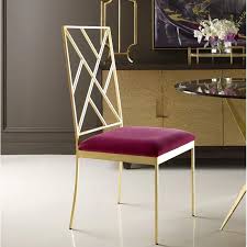 Fretwork Upholstered Cross Back Side Chair In 2020 Gold Dining Room Chair Side Chairs Gold Dining Room