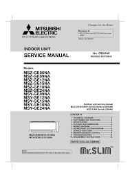 The indoor unit is composed of room air cooling or Mitsubishi Electric Msy Ge24na Service Manual