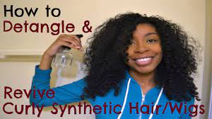 How To Detangle Revive Curly Synthetic Hair Wigs Synthetic Curly Hair Wig Hairstyles Synthetic Hair