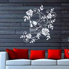 Images of rustic home decor shops. Dangerous Flowers Roses Blossom Art Skull Vinyl Decal Sticker Wall Decor Nursery Room Decor Sticker Decal Size 22x22 Color Black On Sale Overstock 14757917