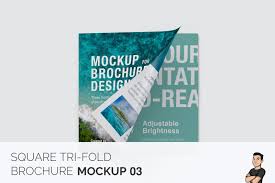 Square Tri Fold Brochure Mockup 03 In Stationery Mockups On Yellow Images Creative Store