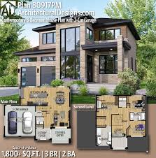 Plan 80917pm Contemporary 3 Bedroom House Plan With 2 Car Garage Contemporary House Plans Architectural Design House Plans Sims House Plans