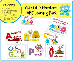Cute Little Monsters Abc Learning Printable Package Mini Flip Chart