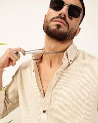 Mandarin Collar Shirt with Short Sleeves