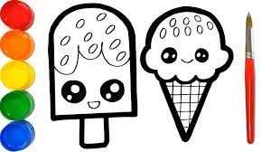 Dibujos fáciles para colorear para niños y niñas. Aprende Dibujar Y Colorear Helados De Paleta Y Cono Kawaii Dibujos Faciles Para Ninos Funkeep Art Youtube