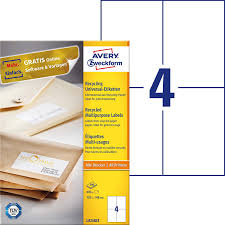 Einfach ausdrucken und beschriften oder kostenlos bestellen. Amazon Com Avery Zweckform Lr3483 Recycled A4 Universal Labels 400 Labels 105 X 148 Mm 100 Sheets White Office Products