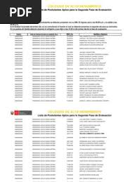 Lista de Postulantes Aptos para La Segunda Fase