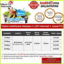 Ketentuan pendaftaran indihome jogjakarta biaya pasang indihome baru rp 75 ribu untuk paket triple play dan rp 150 ribu untuk paket dual harga paket indihome yang tertera belum termasuk ppn 10%. Paket Indihome Januari 2019 Indihome Balikpapan Layanan Resmi Pasang Indihome Internet Cepat Indihome Fiber