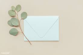 Download Premium Psd Of Eucalyptus Populus Leaves With A White Envelope Design Mockup Free White Envelopes Psd