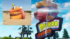 Fortnite tomato, durr burger and dumbling head map. Fortnite S Missing Durr Burger Sign Found In Us Desert