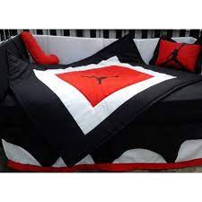 Michael Jordan Crib Bedding Set In Retro Air Jordan Sneaker Look Jordan Baby Shower Baby Boy Cribs Baby Boy Themes