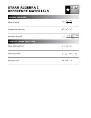 Algebra 2 Eoc Formula Chart Pdf Staar Staar Algebra Ii