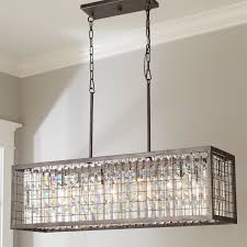 Crystal And Metal Cage Island Chandelier Rectangular Chandelier Rectangle Light Fixture Crystal Light Fixture