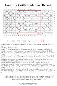 lace knitting chart free stitch pattern that shows an